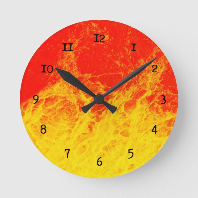 Horloge Ronde Feu rouge et jaune brûlant (Recto)