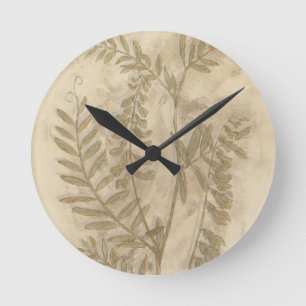 Horloge Ronde Feuillage doré I
