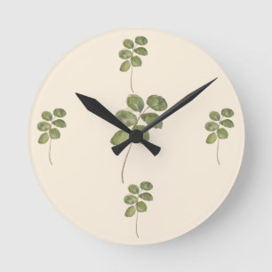 Horloge Ronde Feuille d'eucalyptus botanique vintage pressée