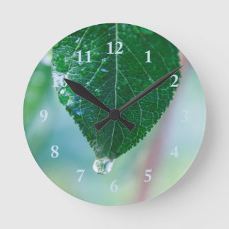 Horloge Ronde Feuille verte sur l'horloge murale des Pastels