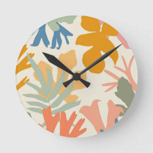 Horloge Ronde Feuilles botaniques Abstraits #1 #wall #art