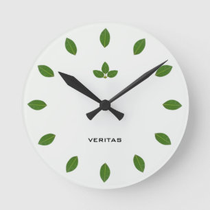 Horloge Ronde Feuilles d'arbre de la baie verte élégantes et sty