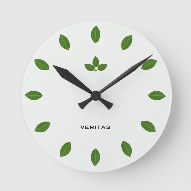 Horloge Ronde Feuilles d'arbre de la baie verte élégantes et sty (Recto)