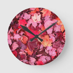 Horloge Ronde Feuilles d'automne colorées