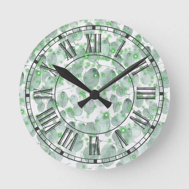 Horloge Ronde Feuilles de Sage apaisants (Recto)