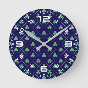 Horloge Ronde Feuilles de trèfle motif de la Saint-Patrick-53223