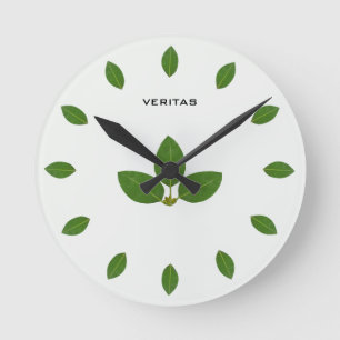 Horloge Ronde Feuilles élégantes de laurier vert