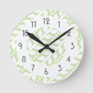 Horloge Ronde Feuilles et points Beanstalk - Lime White