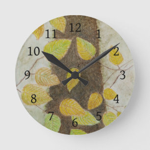 Horloge Ronde Feuilles hêtre