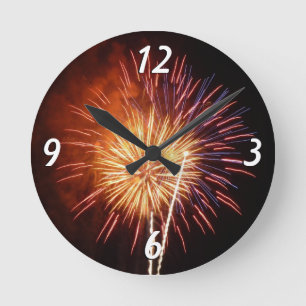 Horloge Ronde Feux d'artifice Rouges, Blancs et Bleus I Patrioti