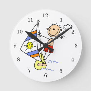 Horloge Ronde Figure de bâton de parachute