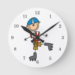 Horloge Ronde Figure du bâton de patinage à rouleaux