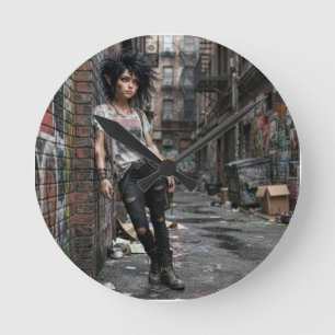 Horloge ronde fille cool de fantasy urbaine