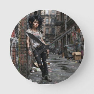 Horloge ronde fille cool de fantasy urbaine