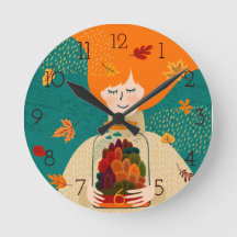 Fille d'automne avec arbre en jarre