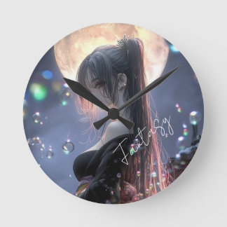 Horloge Ronde Fille de fantasy sombre / Esthétique