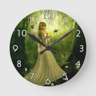 Horloge Ronde Fille de forêt