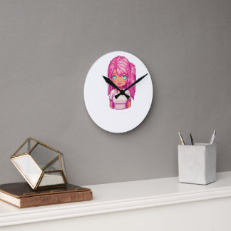 Horloge Ronde fille rose