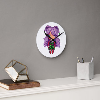 Horloge Ronde Fille violette  