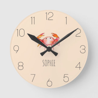 Horloge Ronde Filles mignonnes et simple école Ocean Baby Crab