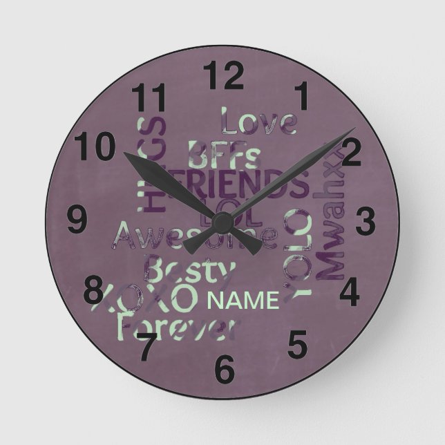 Horloge Ronde Filles personnalisées BFF Meilleurs amis pour touj (Recto)