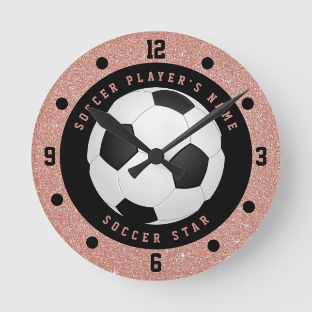 Horloge Ronde Filles Roses Gold Rose Football de football (Recto)