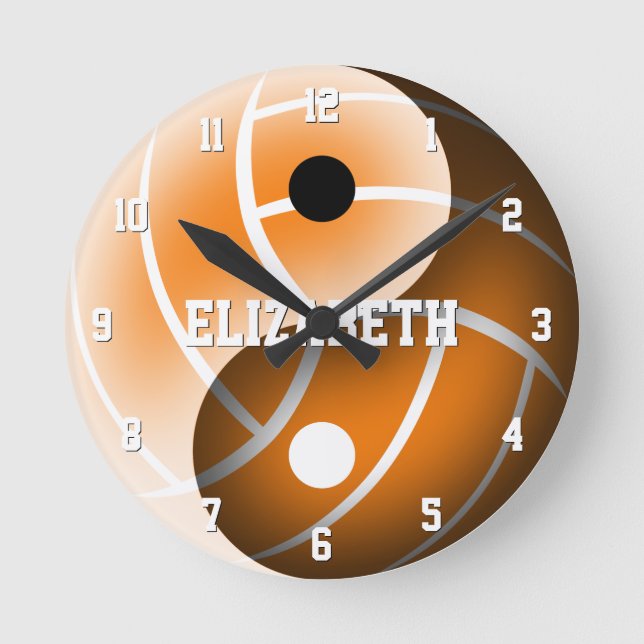 Horloge Ronde filles yin yang volleyball N'importe quelle couleu (Recto)