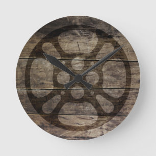 Horloge Ronde Film rustique Reel Reel Wood Look