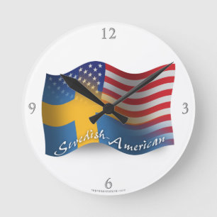 Horloge Ronde Flag de Swedish-American