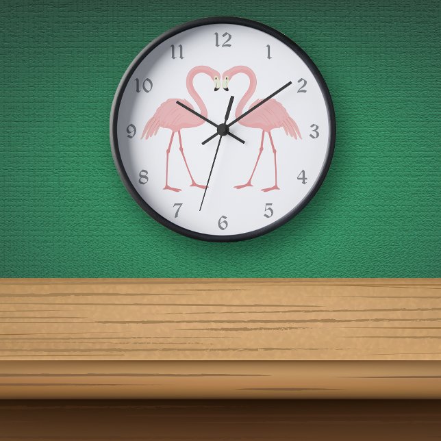Horloge Ronde Flamant rose rose double (Créateur téléchargé)