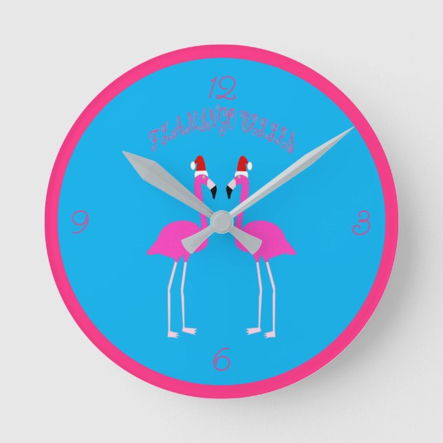 Horloge Ronde Flamants roses lesbiennes de Noël Flamant rose Bel (Recto)