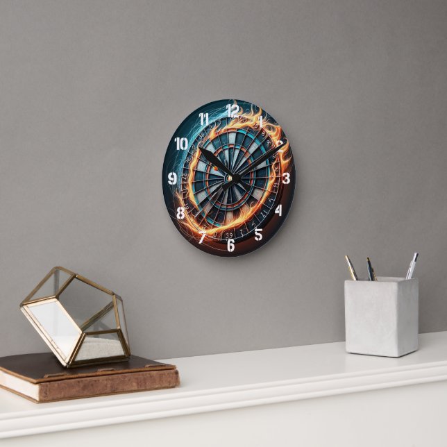 Horloge Ronde Flaming Dart Arena Inspirez la passion des fléchet (Bureau)