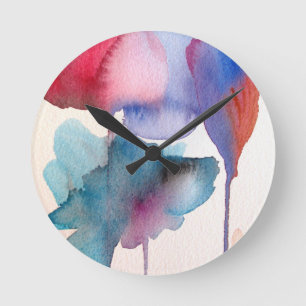 Horloge Ronde Fleur aquarelle design floral moderne
