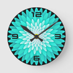 Horloge Ronde Fleur bleue Mandala-68566
