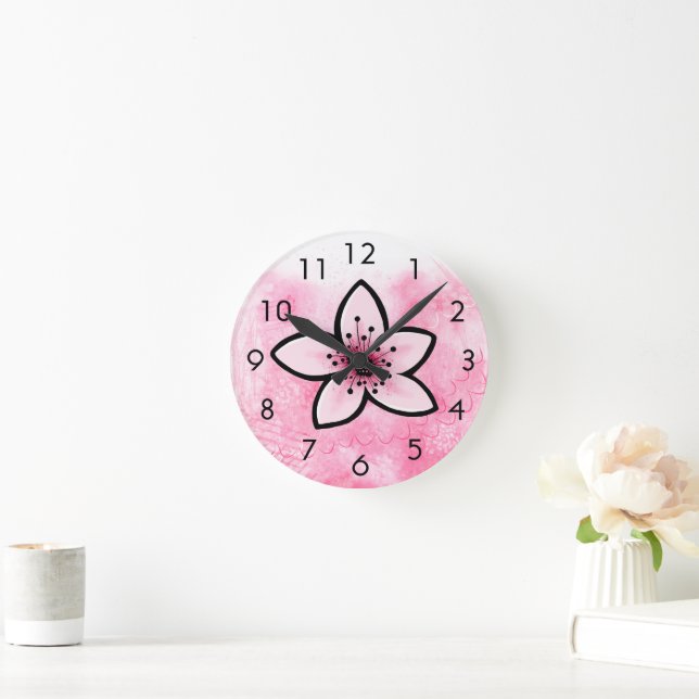 Horloge Ronde Fleur de cerise (Maison)
