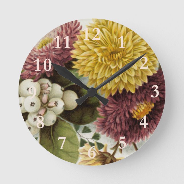 Horloge Ronde Fleur de chrysanthème mère florale (Recto)