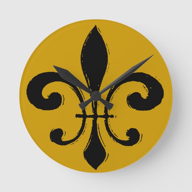 Horloge Ronde Fleur De Lis En Or Noir, Nouvelle-Orléans (Recto)
