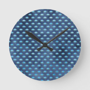 Horloge Ronde Fleur de Lotus Bleu Plante Aquatique Spiritualité