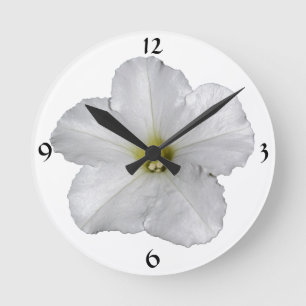 Horloge Ronde Fleur de pétunia décoration de Noël florale blanch