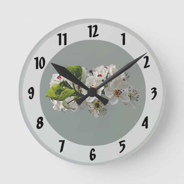 Horloge Ronde Fleur de poires blanches (Recto)
