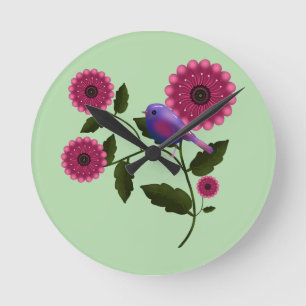 Horloge Ronde Fleur de printemps vibrante avec l'art d'un joli o