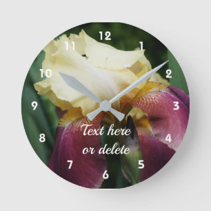 Horloge Ronde Fleur d'Iris à harnais Jaune Personnalisée
