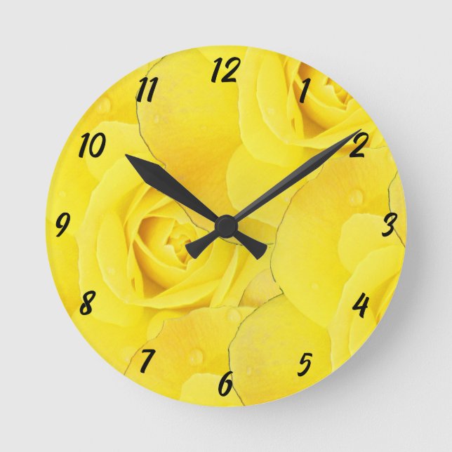 Horloge Ronde Fleur jaune Abstrait Rose Motif moderne (Recto)