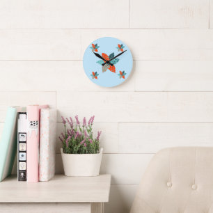Horloge Ronde Fleur patchwork