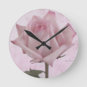 Horloge Ronde Fleur rose douce