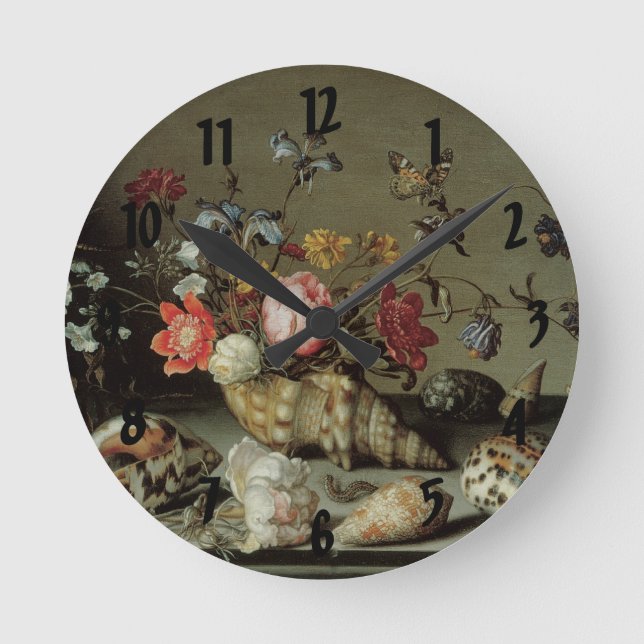 Horloge Ronde Fleurs, coquilles et insectes Balthasar van der As (Recto)