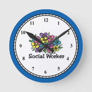 Horloge Ronde Fleurs d'assistant social