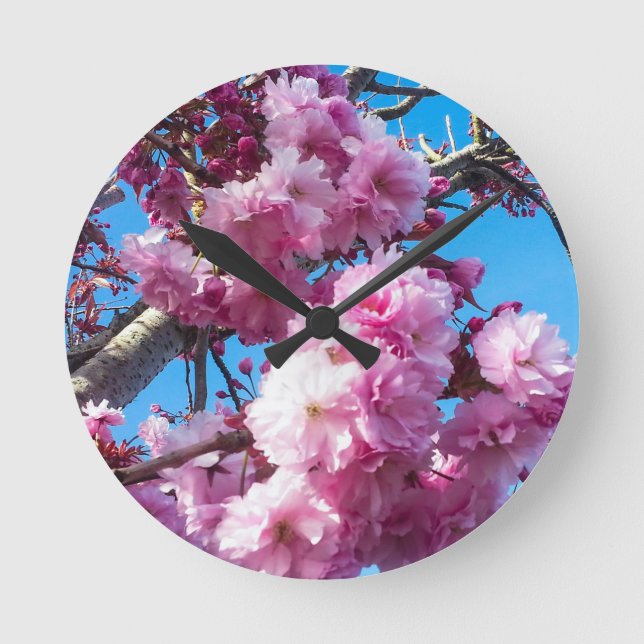 Horloge Ronde Fleurs de cerisiers au printemps (Recto)