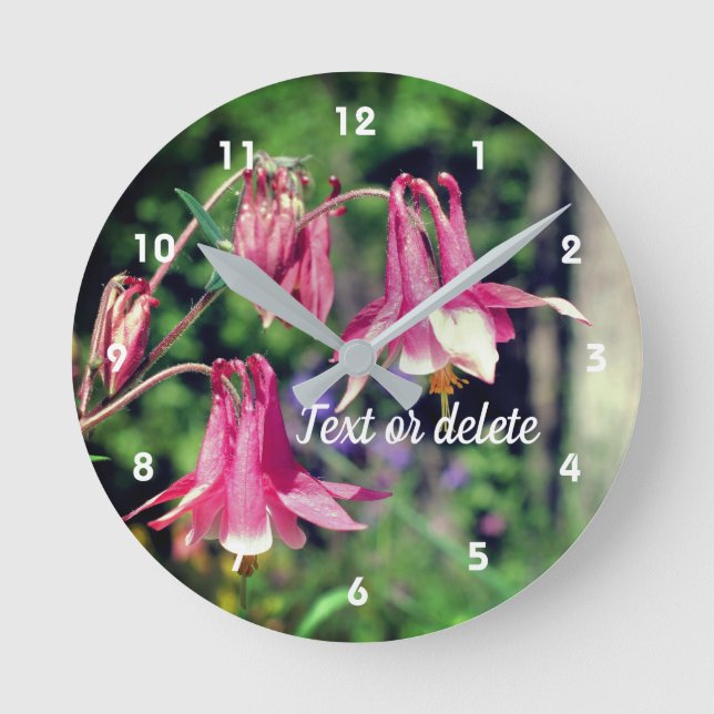 Horloge Ronde Fleurs de colonne rose Gros plan Personnalisé (Recto)