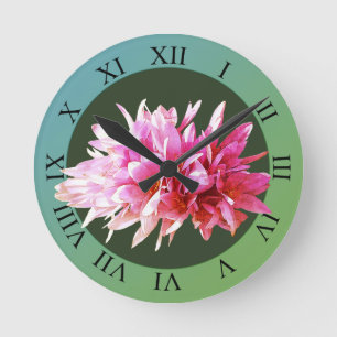 Horloge Ronde Fleurs de Crocus roses en fleurs